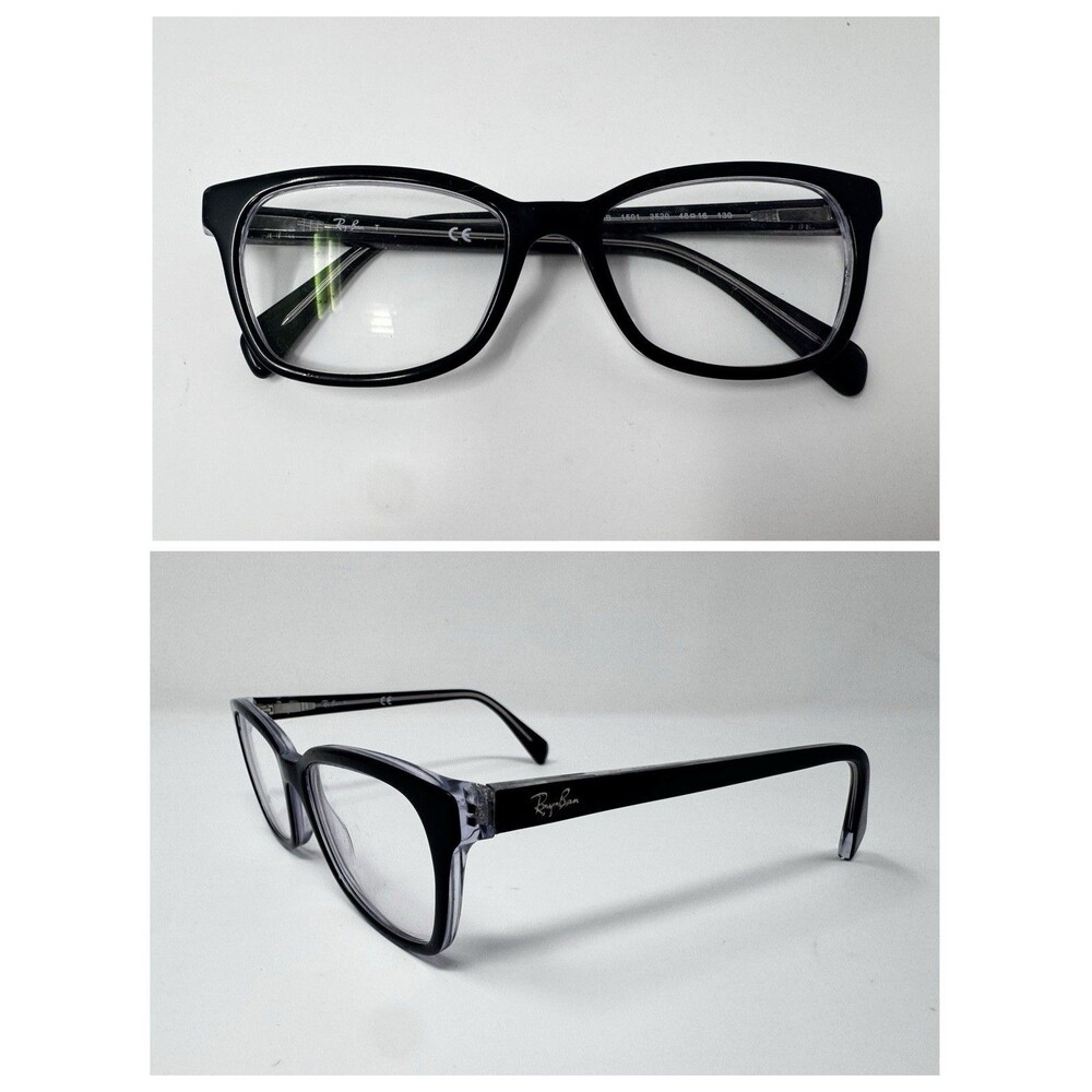 Ray-Ban RB1591 3529 Junior Black Clear Gray Eyeglass Frames 48-16-130 Authentic